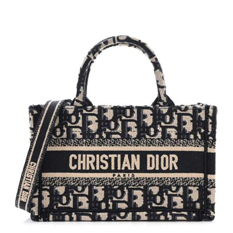 CHRISTIAN DIOR Oblique Mini Book Tote With Strap Blue 